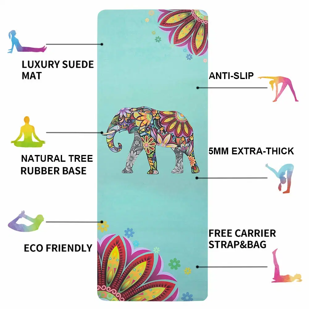 Anti Slip Microfiber Suede Natural Tree Rubber Washable Yoga Mat