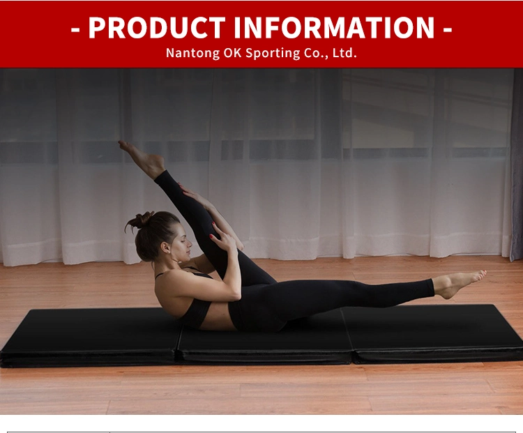 Gymnastics 3-Fold Black Yoga Exercise Mat