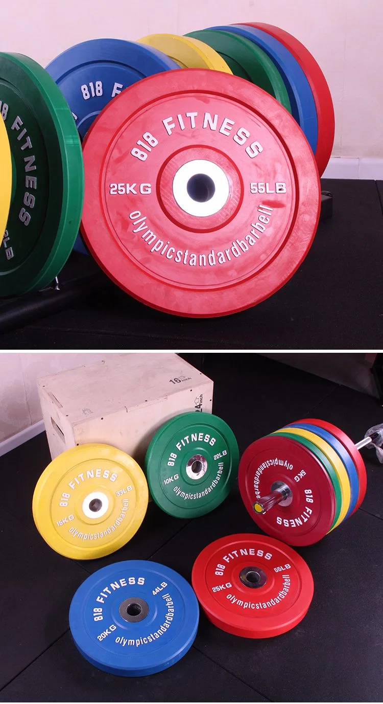 China Hot Sale Fitness Weight Lifting Bumper Color Coded Rubber Weight Plate Gym Color Rubber Bumper Plates