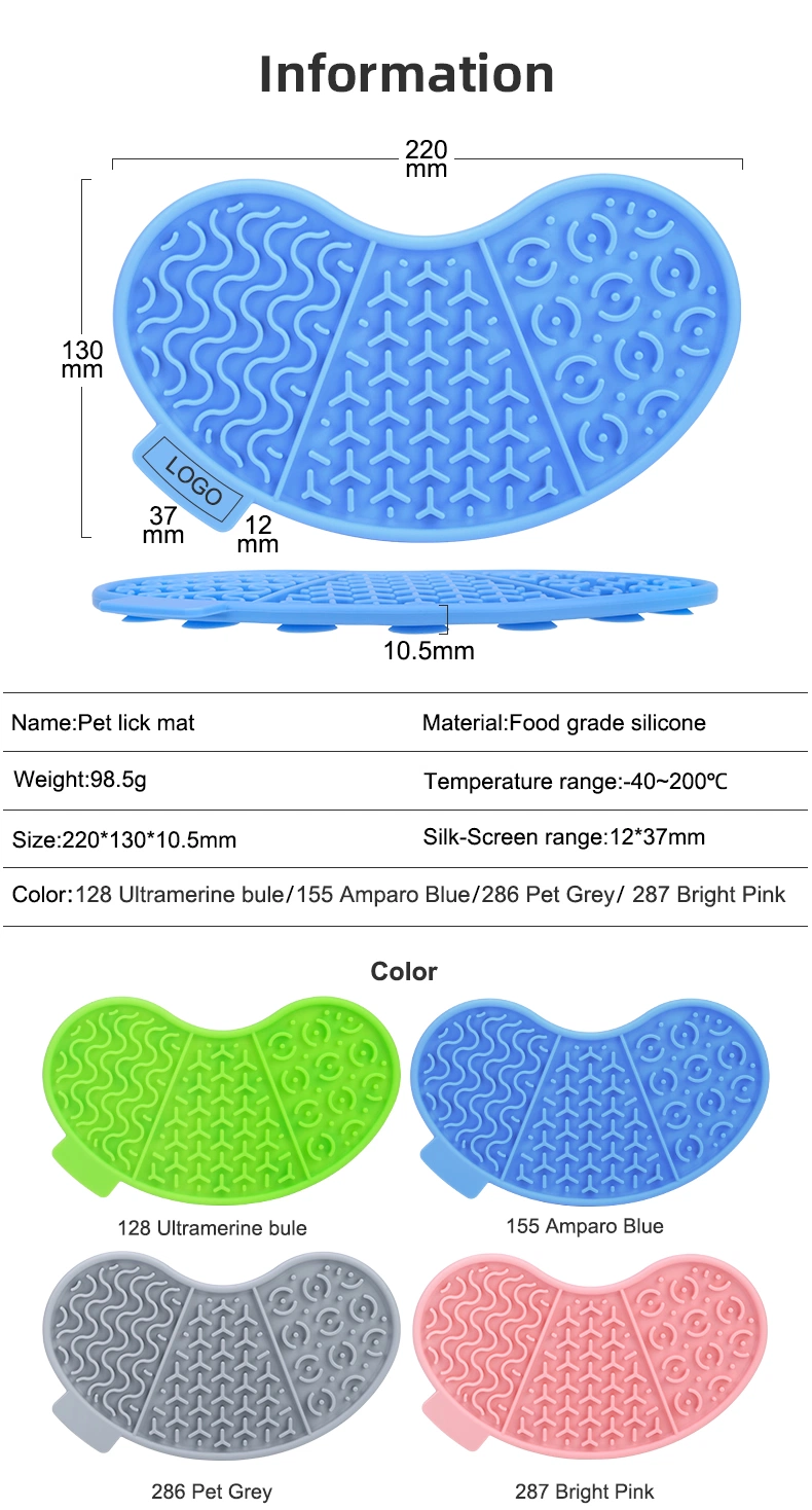 Silicone Pet Mat Pad Anxiety Relief Customized Food Feeding Slow Feeder Pet Dog Lick Mats