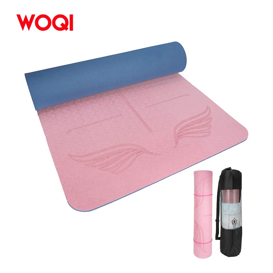 Woqi Customizable Logo Printing Pilates Sports Anti Slip 6mm Thick TPE Yoga Mat