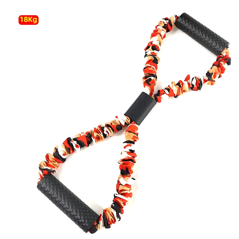 New Camo Design Figure 8 Shape Multifunction Pull up Resistance Bands, Heavy Duty 40-80 Lbs Fitness Equipment Muscle Exercise Bands with Non Slip Handles