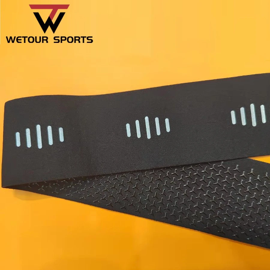 High Stretch Cycling Wears Silicone Printed Elastic Webbing Power Band with Reflective Customized Logo