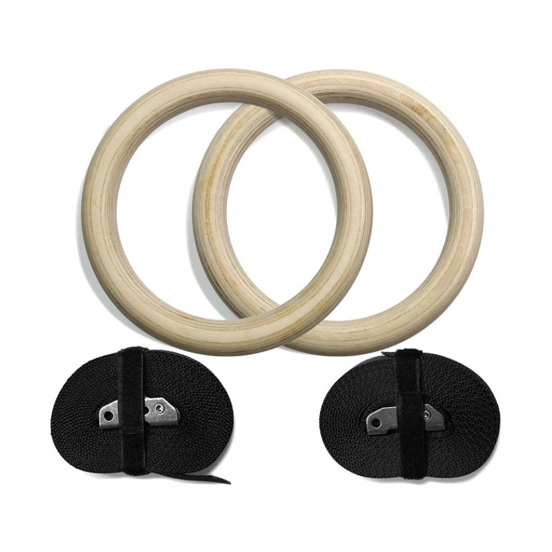 Gymnastic Rings with Buckle Straps Wooden Fitness Gym Rings 28mm