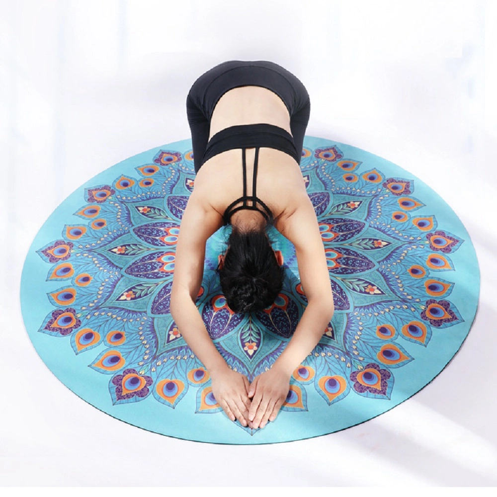 Printed Natural Suede Non-Slip Chinese Style Natural Cork Yoga Mat Round Fitness Sports Gym Pad Pilates Training Exercise Mat Child Crawling Wyz17783