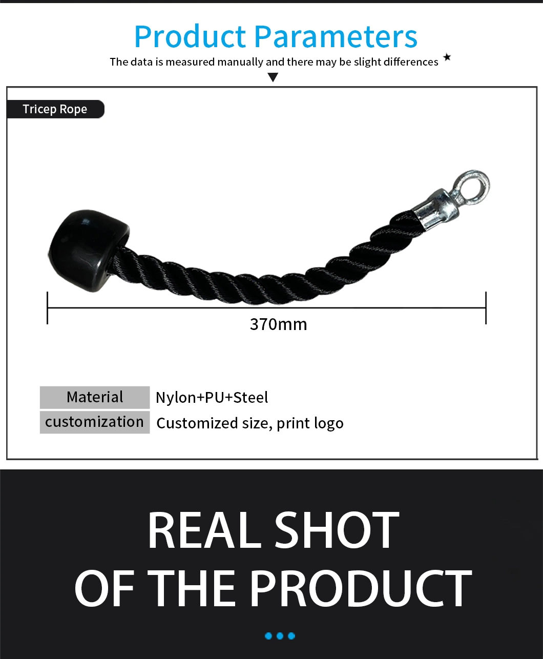 Gym Pull Down Rope Nylon Single Grip Tricep Rope Cable Attachments