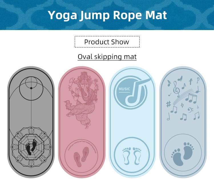 Custom Printed Non Slip TPE Yoga Pilates Skipping Exercise Training Mat Oval Jump Rope Mat