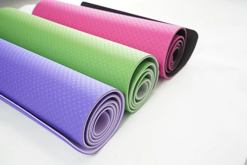 6mm Double Layers TPE Custom Print Logo Label Waterproof Anti Slip TPE Eco Yoga Mat