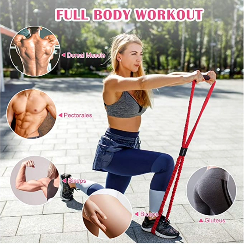 New Camo Design Figure 8 Shape Multifunction Pull up Resistance Bands, Heavy Duty 40-80 Lbs Fitness Equipment Muscle Exercise Bands with Non Slip Handles