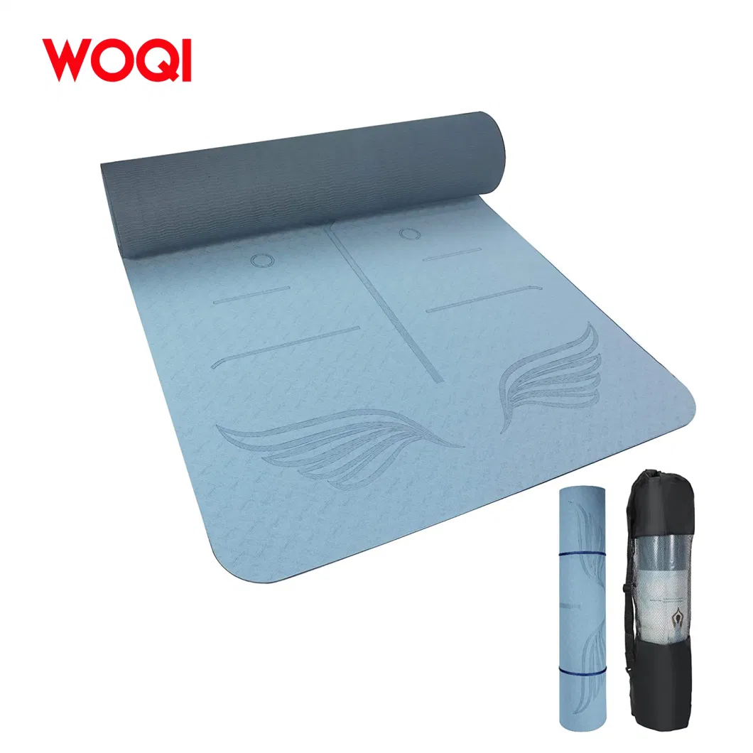 Woqi Customizable Logo Printing Pilates Sports Anti Slip 6mm Thick TPE Yoga Mat