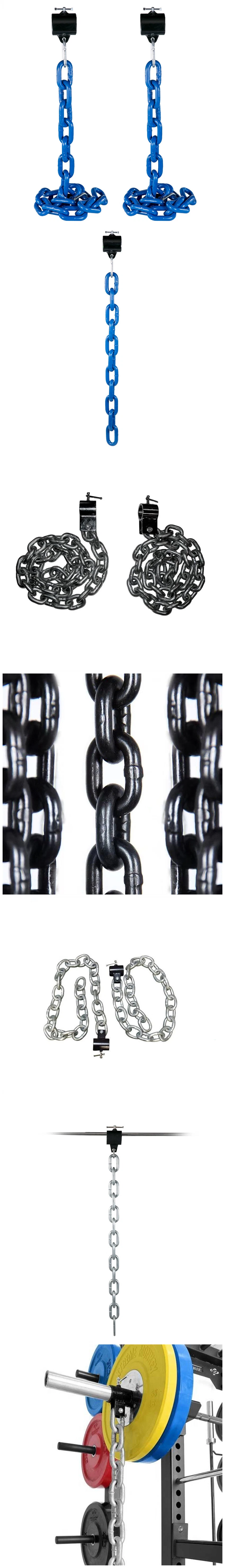 Cross Training Fitness Barbell Chains 1 Pair 44lbs 20kg Weight Lifting Chains Bench Press Chains with Collars 5.2 FT Ob Pic