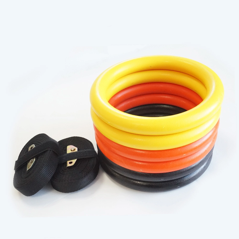 Fitness Workout ABS Gym Rings Plastic Gymnastic Rings with High Strength Polyester Straps and Adjustable Buckles