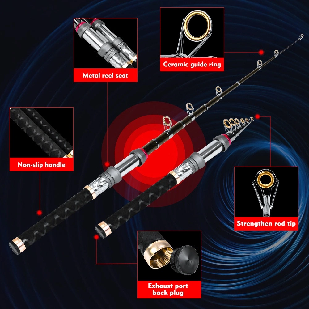 Telescopic Rotating Fishing Rod Carbon Fiber Carp Fishing Rod Sea Boat Rock Long Distance Fishing Rod for Sea and Boat