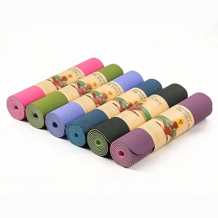 Anti Slip Custom Logo Eco Friendly Biodegradable Workout Fitness Exercise Yoga Mat Recyclable Black Sport TPE Yoga Mat