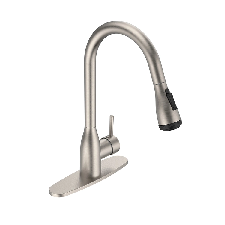 Sanipro New America Style Brushed Nickel Splash Proof Hot and Cold Mixer Kitchen Water Tap Flexible Pull out Faucet