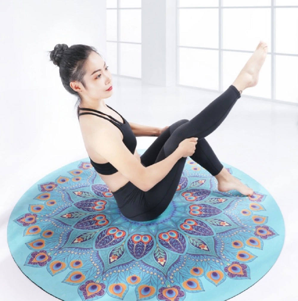 Printed Natural Suede Non-Slip Chinese Style Natural Cork Yoga Mat Round Fitness Sports Gym Pad Pilates Training Exercise Mat Child Crawling Wyz17783