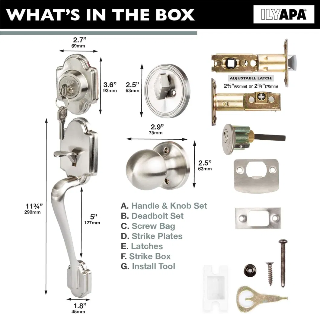 Door Lock Set Handle with Single Cylinder Deadbolt