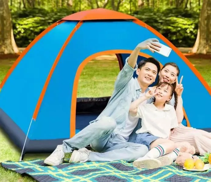[Instant Delivery] Double Outdoor 3-4 People Automatic Fast Open Camping Tent Beach Field Hand Throwing Tent Stable Support