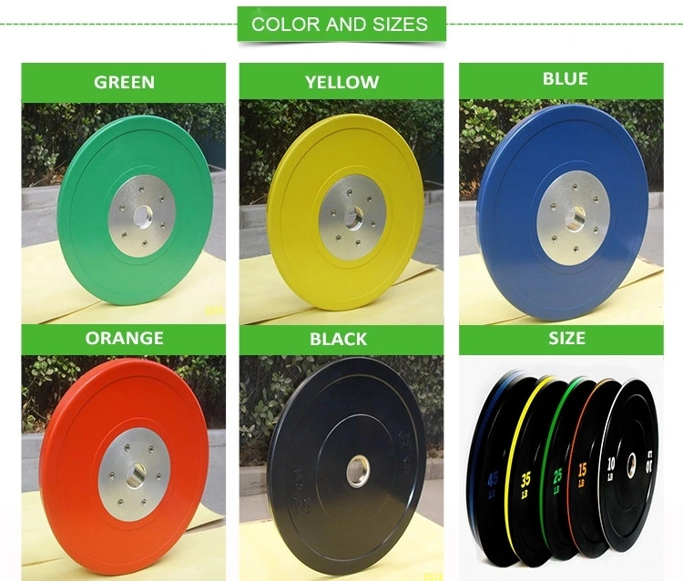 Color-Coded Rubber Stripe Training Bumper Plates Hot Sale Wholesale Striped Bumper Weight Plates Barbell Plates for Weight Lifting