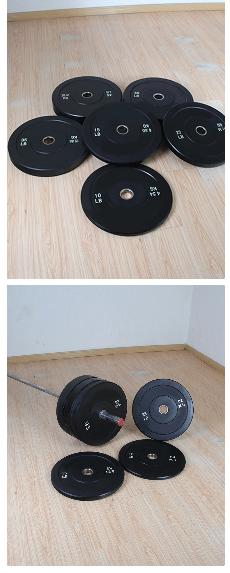Wholesale Gym Weight Lifting Rubber Bumper Plates Standard Black 2 Inch Lbs Kg Barbell Fitness Training Equipment Weight Plate 20kg