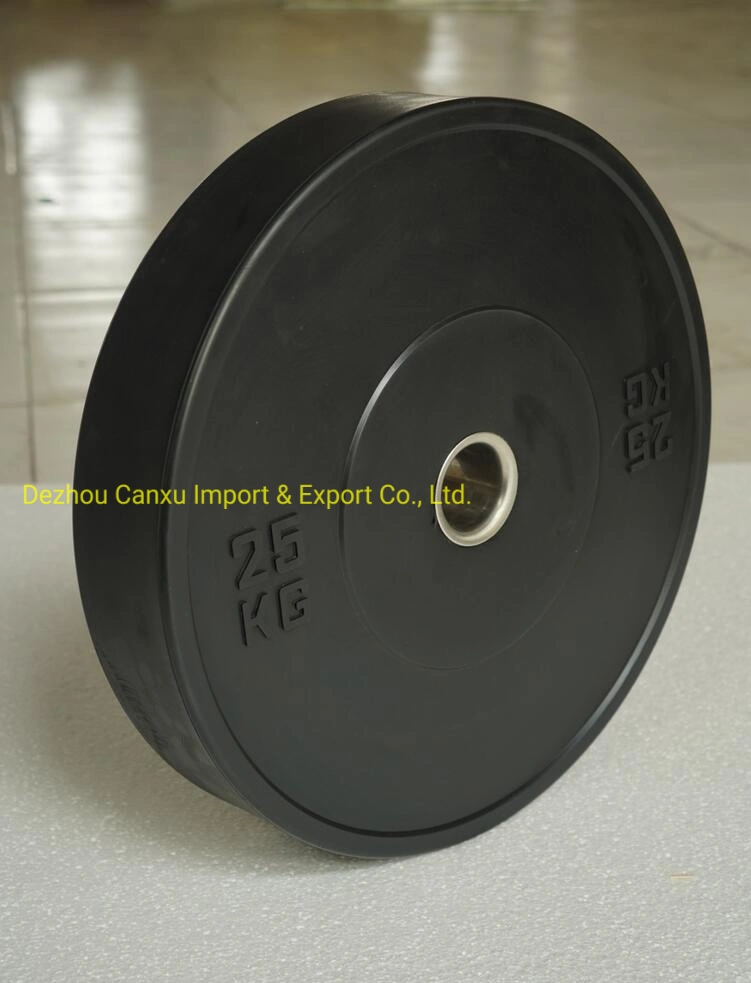 Gym Fitness Equipment Free Weights Body Building Rubber Bumper Black Rubber Weight Plate