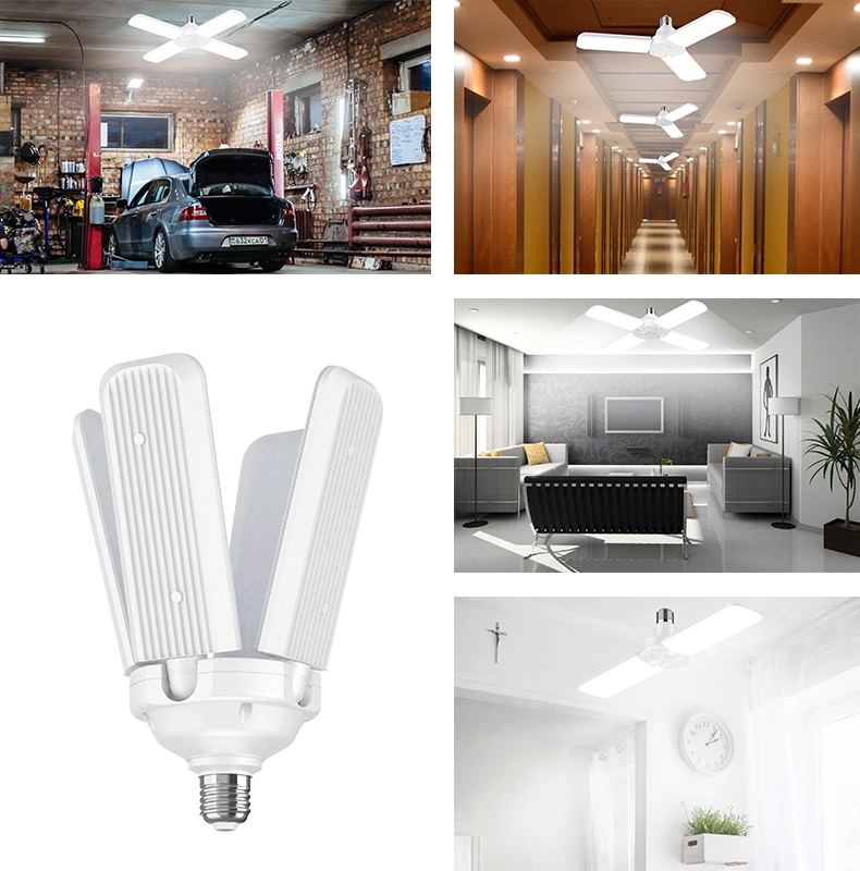 Factory Adjustable Deployable Flower 26W 39W 52W 80W 120W Rotated Foldable Fan Blade Shape LED Bulb Light