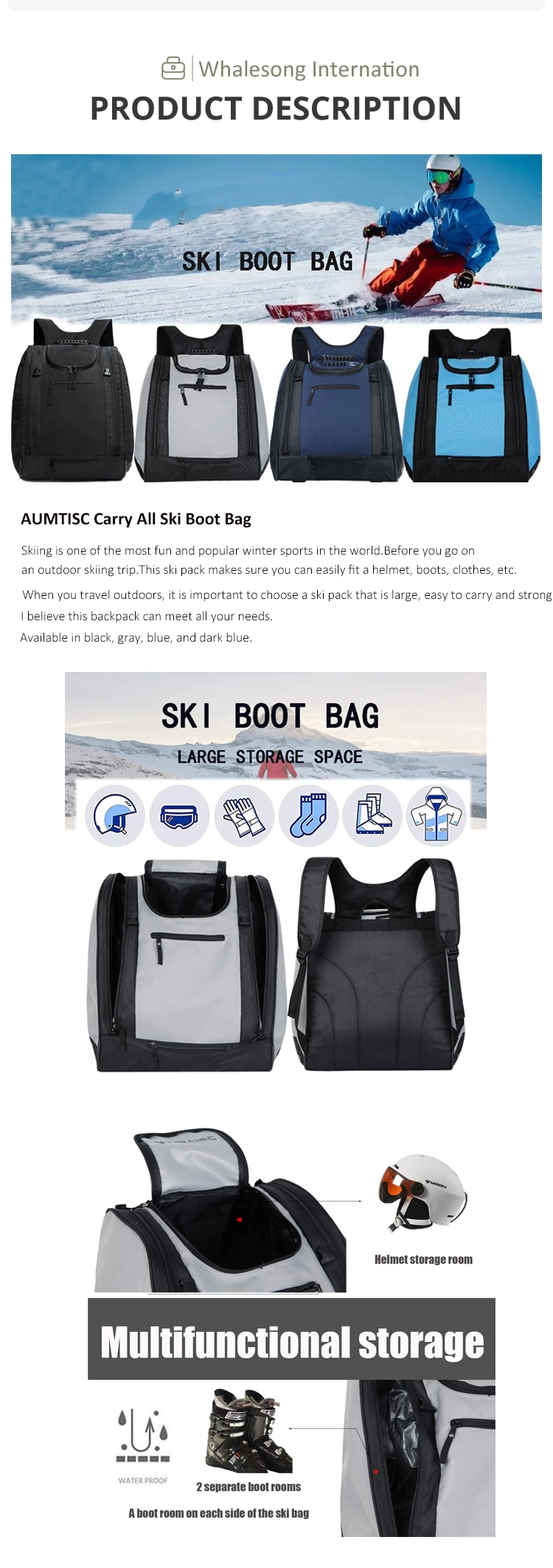 Travel Adventure Multifunctional Ski Bootsstorage Backpack
