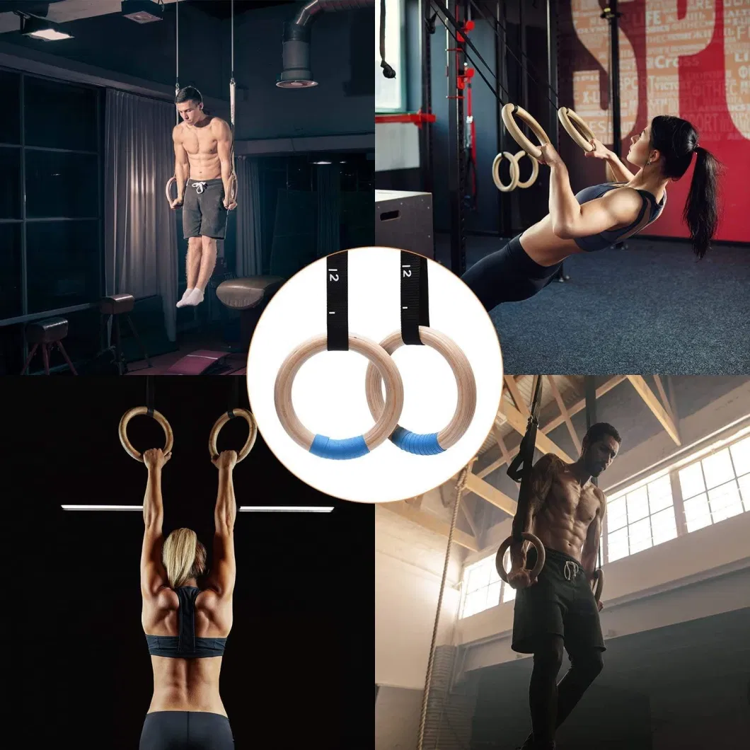 Gymnastics Wooden Rings Non-Slip Gym Rings for Home Gym