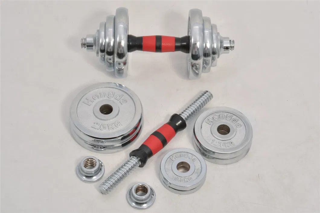 20kg Chrome Dumbbells Set, Free Weights Dumbbell with Connecting Rod Used as Barbells 2 in 1, Adjustable Fitness Dumbbell Suit with Storage Box