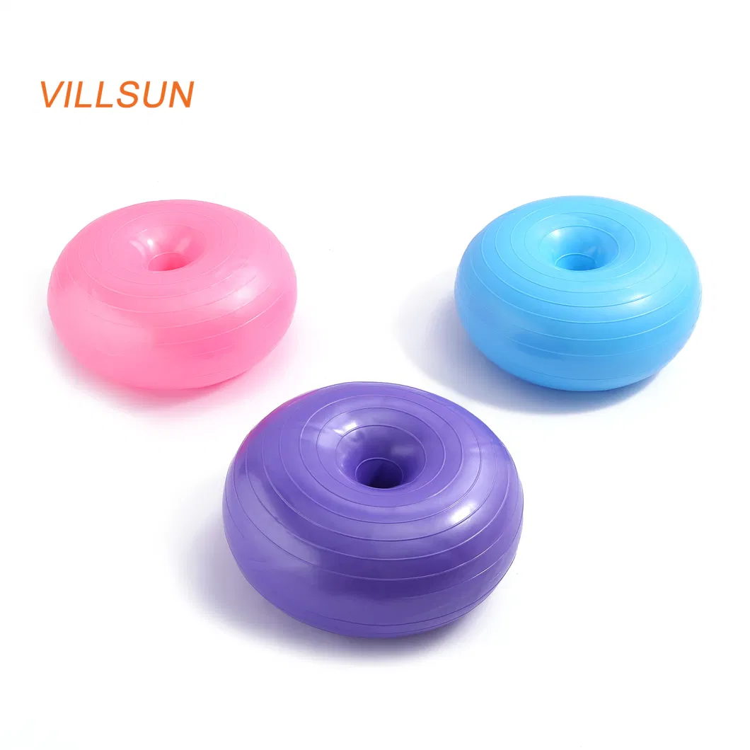 Yoga Ball 50cm PVC Pink Doughnut Shape Thicken Anti-Explosion Inflatable Seating