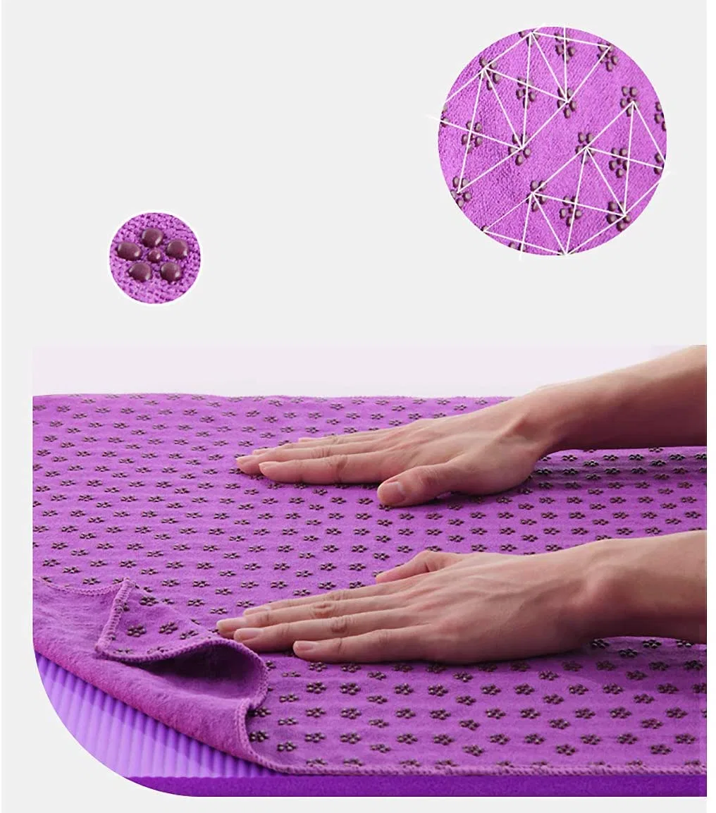 Non-Slip Microfiber Yoga Mat Towel, Sweat Absorbent Odorless Mat Cover for Indoor and Outdoor Fitness, Exercise with Carrying Mesh Bag Wyz13067