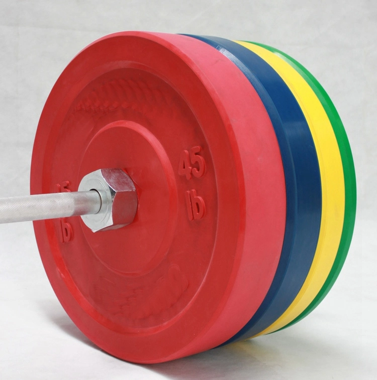 Colorful Gym Steel Barbell Competition Sports Equipment Solid Training Colour Black Crossfit Weight Rubber Bumper Plates