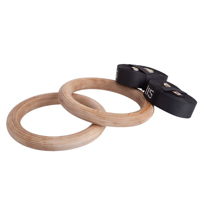 Gym Rings Nylon Strap Cross Fitness Wooden Gymnastic Rings