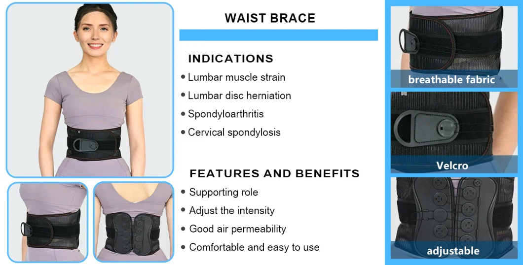 Working Medical Pain Relief Adjustable Breathable Metal Strip Lower Back Lumbar Brace Waist Support Belt
