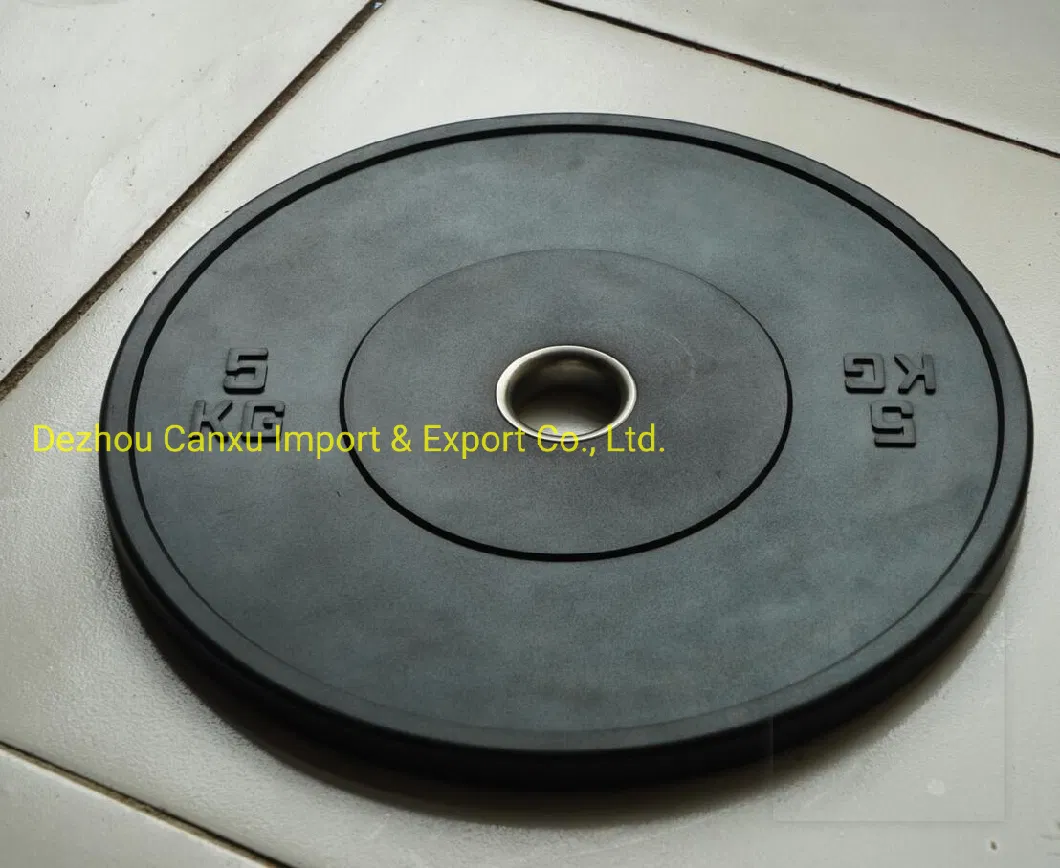 Gym Fitness Equipment Free Weights Body Building Rubber Bumper Black Rubber Weight Plate