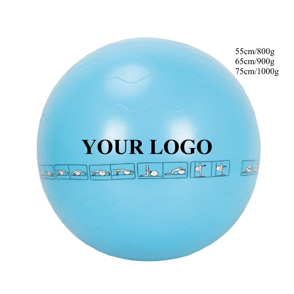 55cm Pink Blue Logo Custom Swiss Thick Gym PVC Exercise Yoga Ball with Postures