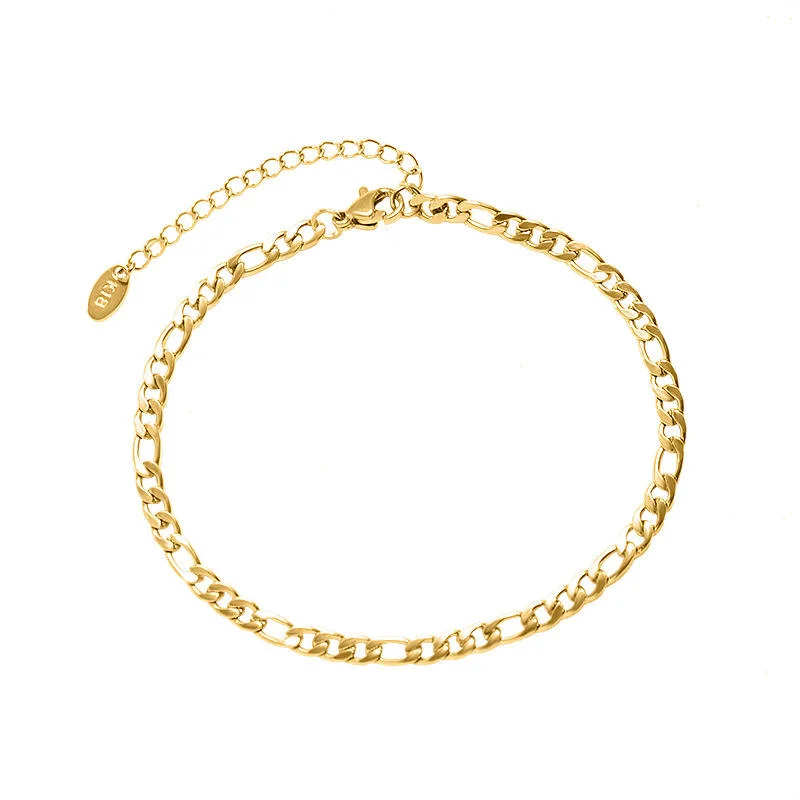 Factory Wholesale Customize 18K Gold Plated Stainless Steel Gold Figro Chain Anklet