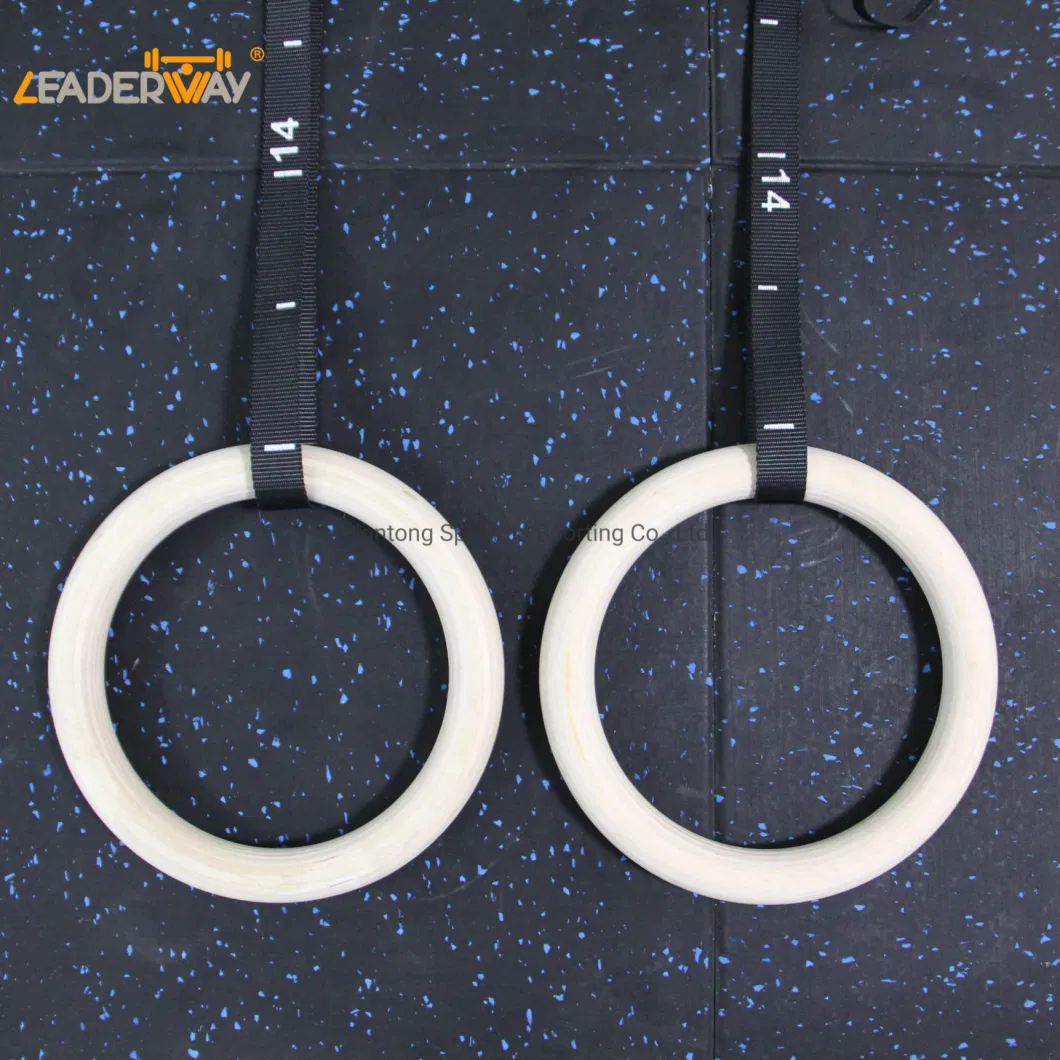 Body Workout Hanging Ring for Gym Training Adjustable Gym Ring Strips with Steel Buckle Gtrap Wooden Gym Rings Gymnastics