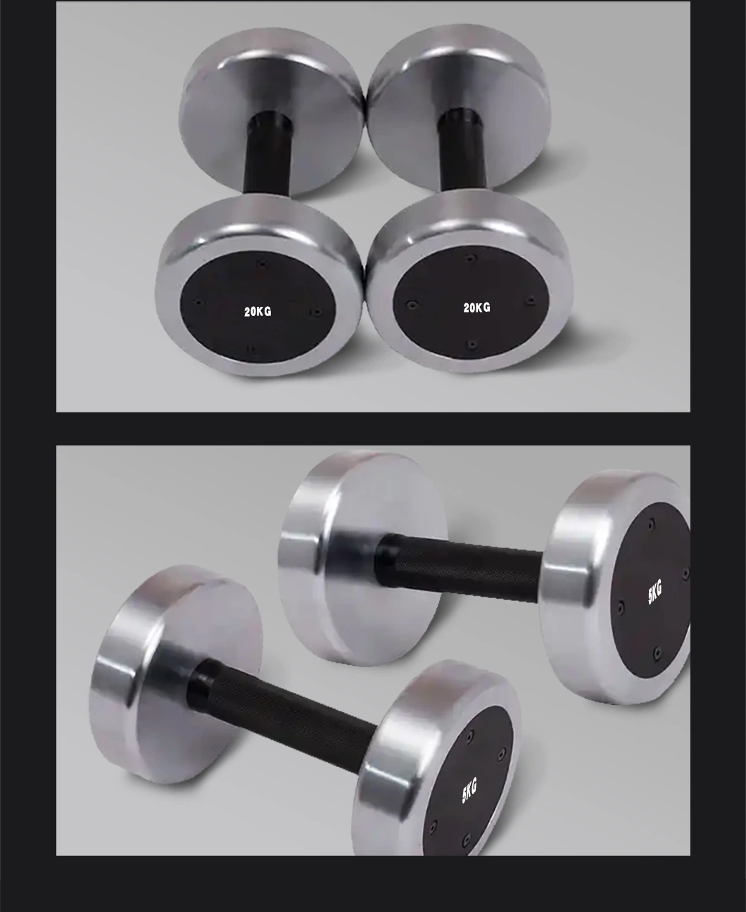 Stainless Steel Dumbbell Set Chrome Dumbbells Full Metal Steel Dumbbell