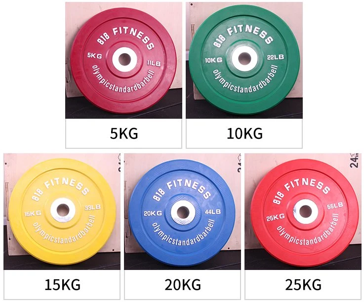 Colorful Gym Steel Barbell Competition Sports Equipment Solid Training Colour Black Crossfit Weight Rubber Bumper Plates