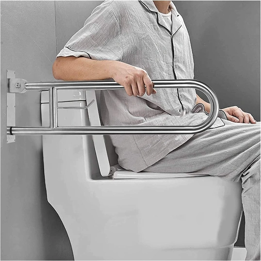 U Shaped Shower Grab Bar with Paper Holder Stainless Steel Grab Bar
