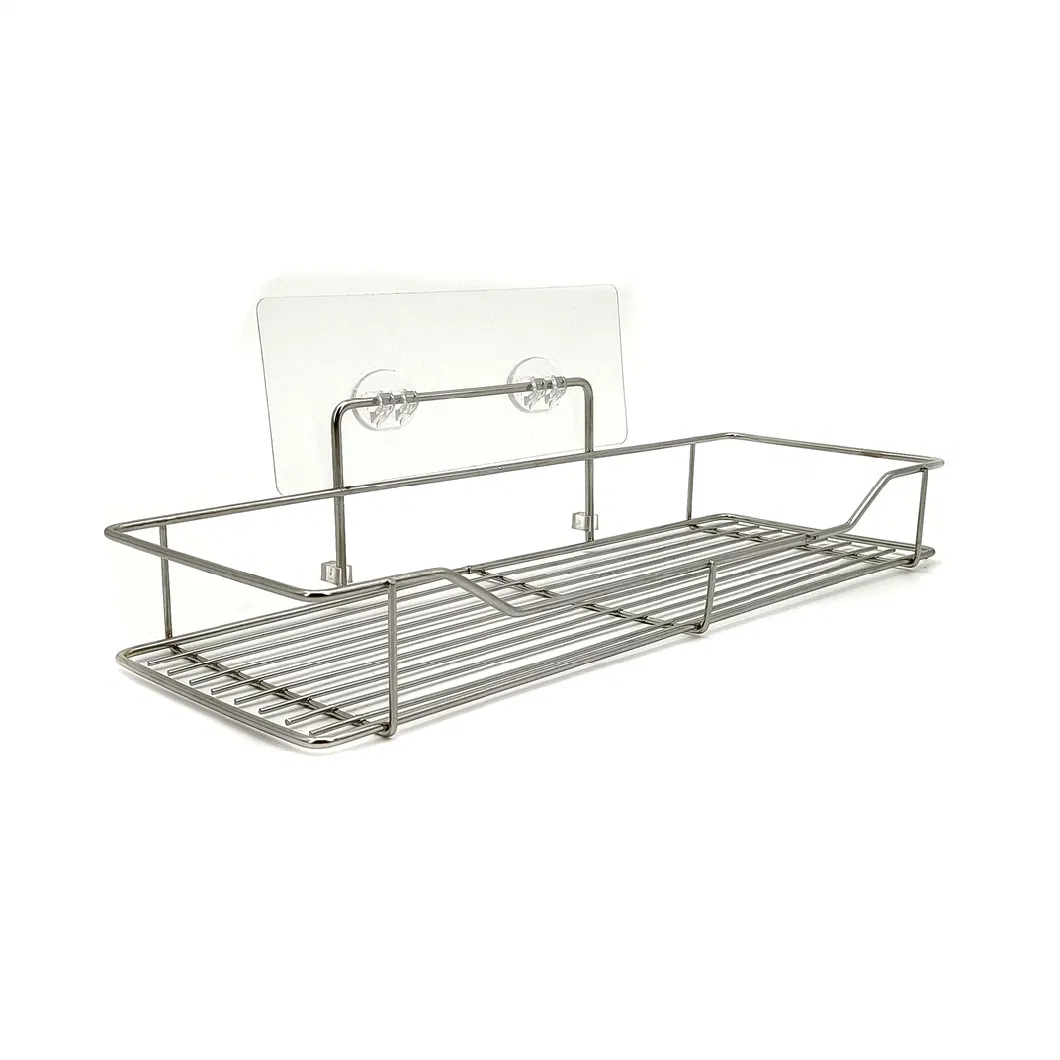 Stainless Steel Polished Shower Caddy Adhesive Shampoo Storage Rack Bath Shelf Wall Mounted