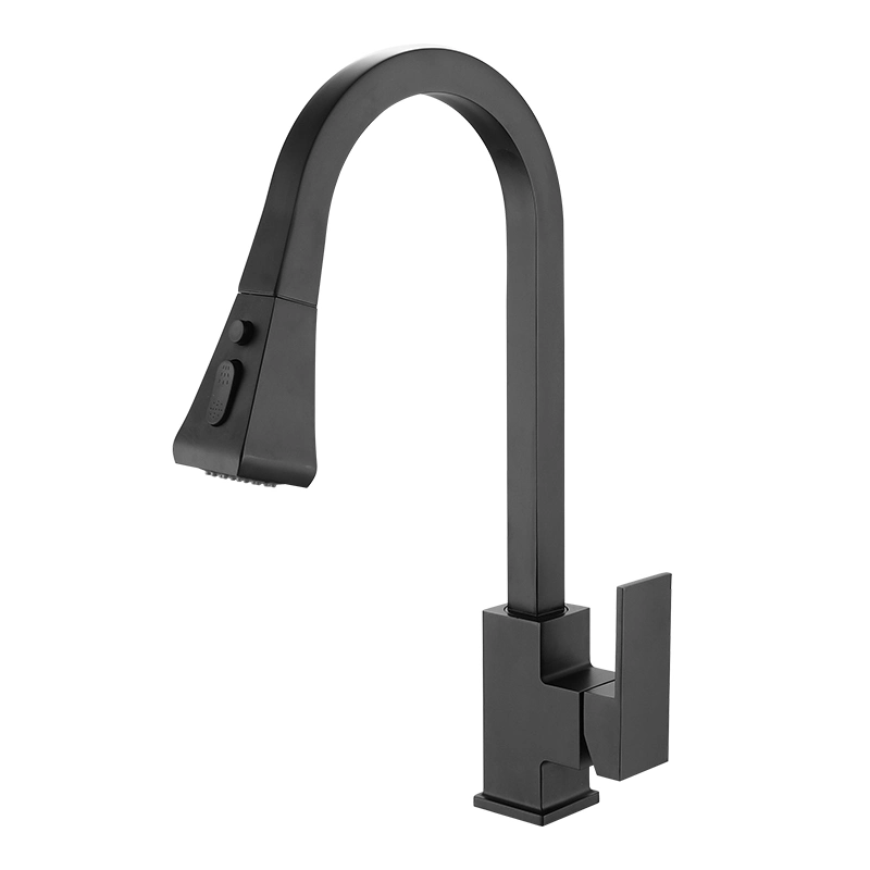 Bto Luxury Matte Black Kitchen Mixer Faucet with Pull Down Sprayer