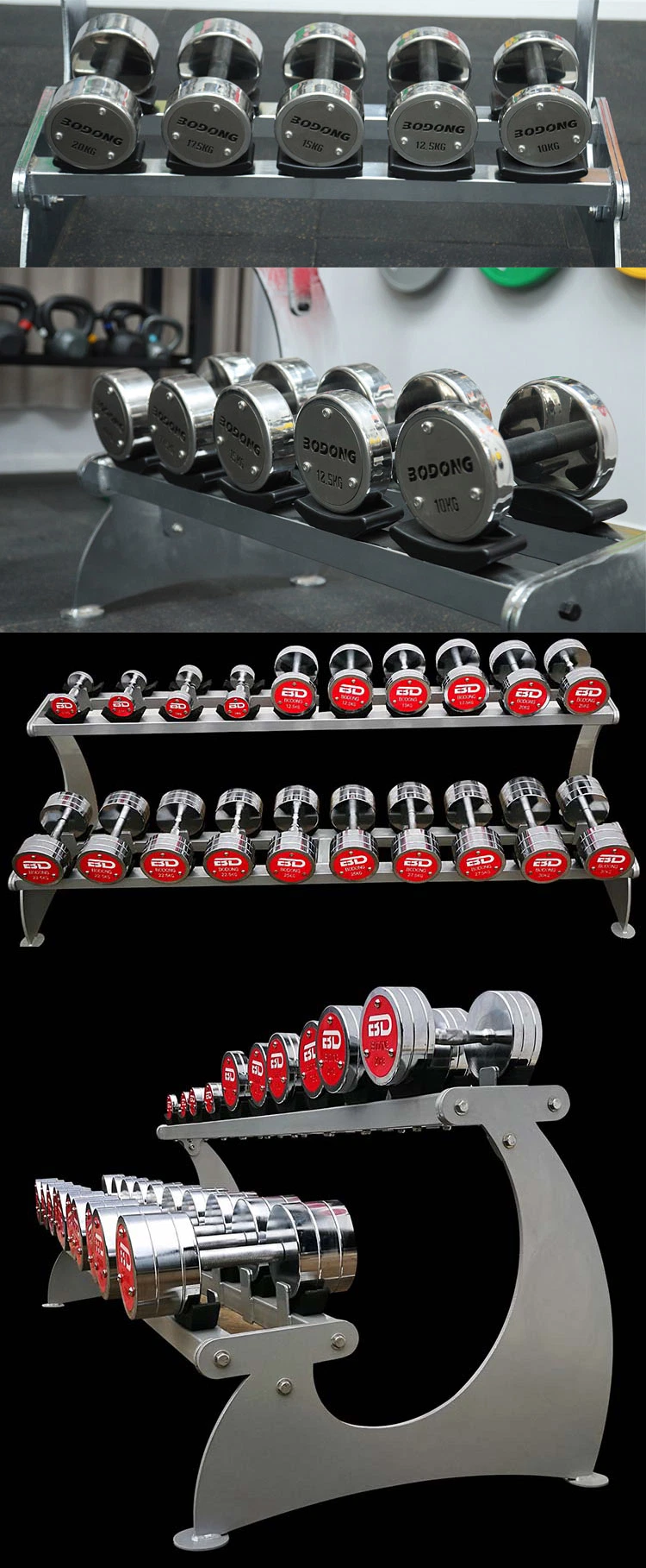 Fitness Equipment Commercial Stainless Steel Dumbbell Weight Set Body Building Rotating Dumbbells
