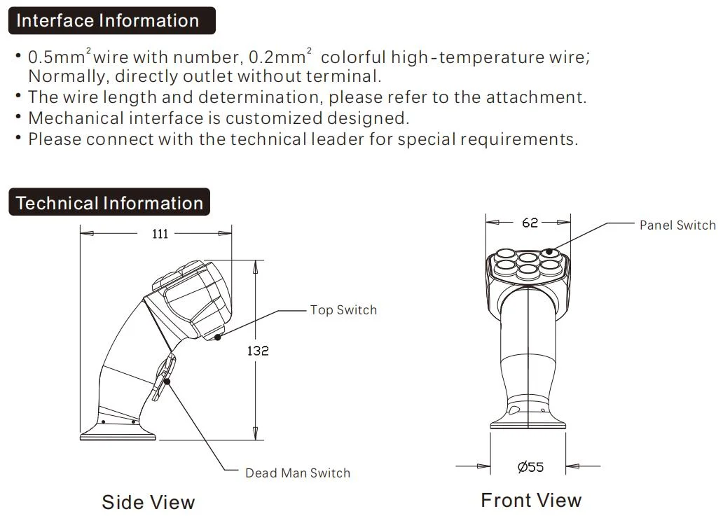 Operating Mechanism Installed SA Series Hand Grip Industrial Control Joystick Handle