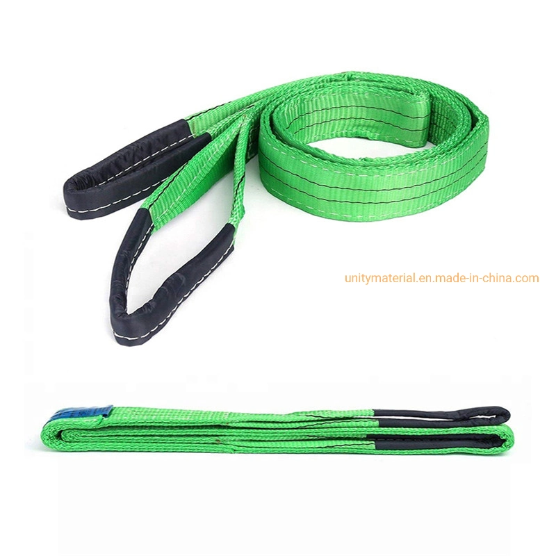 3t 4t 5t 6t 8t 10t 12t 1,000 Kg 2t 10 Ton Single Ply Safety Factor 7:1 Flat Polyester Soft Textiles Double Eyes Webbing Lifting Sling Fabric Belt for Heavy Duty