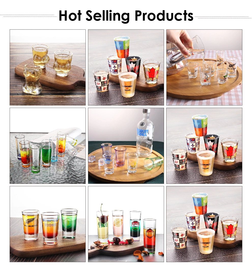 Stock Shot Glass Mix Container Custom Print Small Wine Tumbler Cup Glassware Small Shooter Glasses