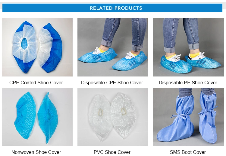 Surgical Medical Protective Disposable Plastic CPE PE Waterproof Shoe Cover for Lab Hospital Food Factory