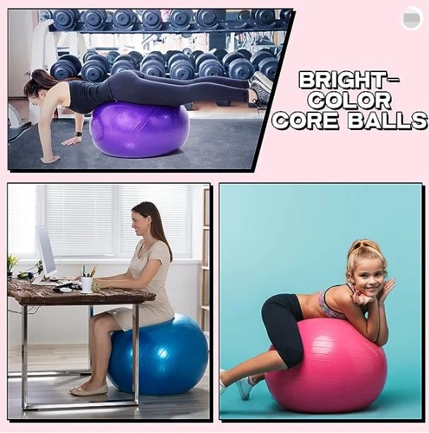 Exercise Ball for Fitness, Yoga, Balance, Stability, or Birthing, Great as Yoga Ball Chair for Office or Exercise Gym Equipment for Home, Yogaball