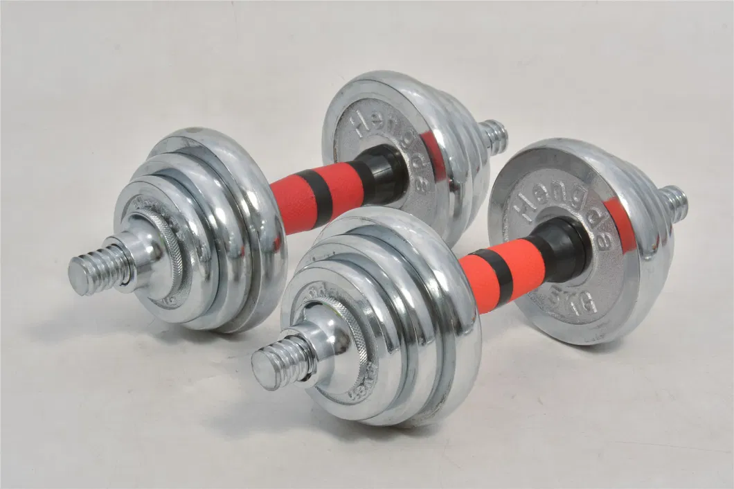 20kg Chrome Dumbbells Set, Free Weights Dumbbell with Connecting Rod Used as Barbells 2 in 1, Adjustable Fitness Dumbbell Suit with Storage Box